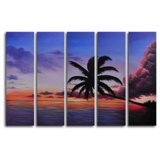 My Art Outlet Coconut Tree Look Out 5 Piece Original Painting on