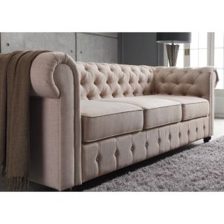 Moser Bay Furniture Garcia Beige Hand tufted Rolled Arms Sofa