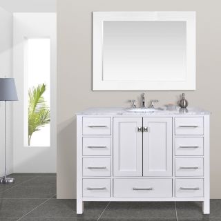 Stufurhome 48 in. Malibu Pure White Single Sink Bathroom Vanity   Single Sink Vanities