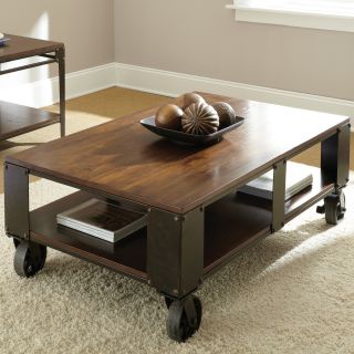 Steve Silver Barrett Rectangle Distressed Tobacco Wood Coffee Table   Coffee Tables
