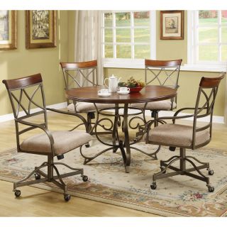 Powell Hamilton 5 piece Dining Set with Caster Swivel Chairs   Dining Table Sets