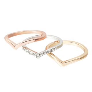 Journee Collection Brass Cubic Zirconia Knuckle Ring Set  
