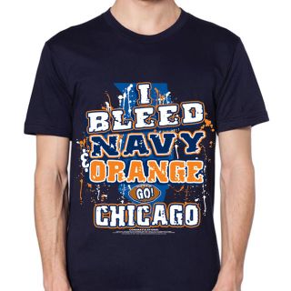 Chicago Football I Bleed Navy and Orange Go Chicago T shirt