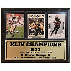 Super Bowl XLIV Champion New Orleans Saints 9x12 Three Card Plaque