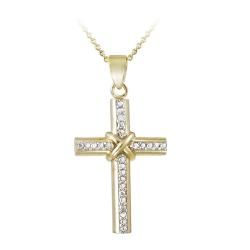 DB Designs Two tone Diamond Accent Cross Necklace   Shopping