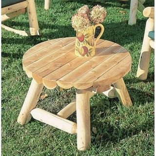 Rustic Natural Cedar Furniture Round Outdoor Coffee Table   Patio Accent Tables