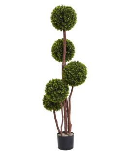 Nearly Natural 4 ft. Boxwood Five Ball Topiary   Topiaries