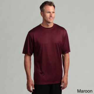 Mens Performance Moisture Wicking Crew Shirt with Hemmed Button and