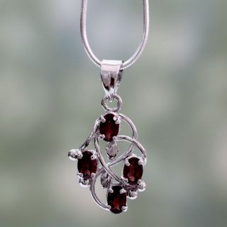Sterling Silver Angel of Love Garnet Necklace (India)