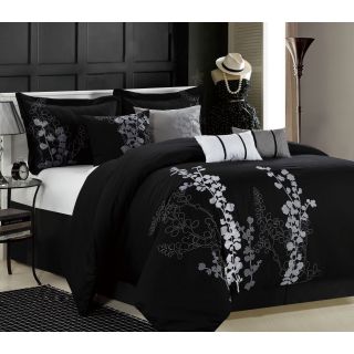 Chic Home Gazebo Embroidered Comforter Set   Black   King   Bedding and Bedding Sets