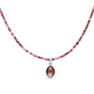 by Miadora Sterling Silver Bead and Brown Cultured Freshwater Pearl
