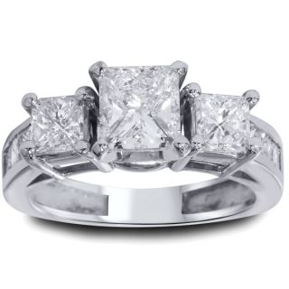 Bliss 14k White Gold 2ct TDW Diamond 3 stone Vintage style Ring (G H