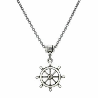 Jewelry by Dawn Stainless Steel Unisex Ships Wheel Necklace
