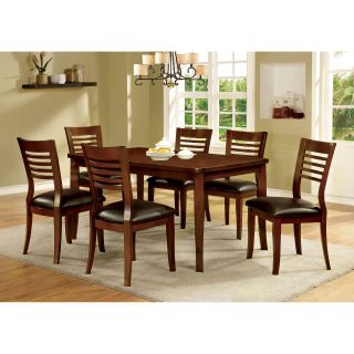 Furniture of America Claxton 7 Piece Dining Table Set with Slatted Chairs   Dining Table Sets