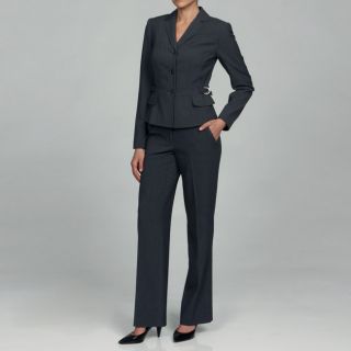 Calvin Klein Womens Charcoal 3 button Jacket Pant Suit  