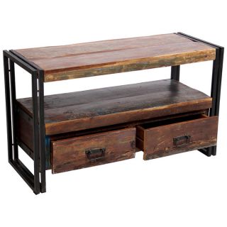 Timbergirl Old Reclaimed Wood TV cabinet with Double Drawers