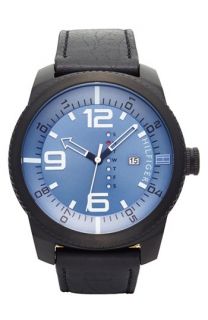 Tommy Hilfiger Round Leather Strap Watch, 50mm