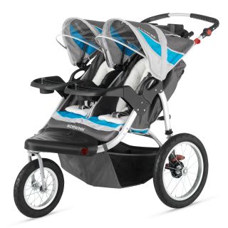 Schwinn Turismo Swivel Wheel Double Jogging Stroller   Gray/Blue   Strollers
