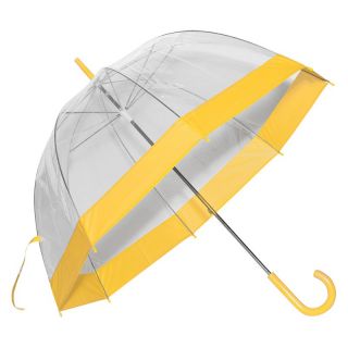 Elite Rain Umbrella Clear Classic Bubble Umbrella   Yellow Trim   Travel Accessories