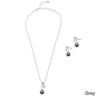Alexa Starr Faux Pearl and Cubic Zirconia Necklace and Earring Jewelry