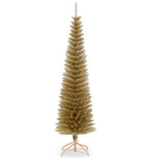 Decorators Slim 6.5 Champagne Tinsel Artificial Christmas Tree and