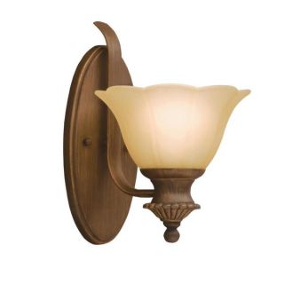 Transitional 1 light Parisian Bronze Wall Sconce with Etched Sunset