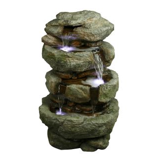 Yosemite Home Decor 32 in. Tiered Rock Outdoor Fountain