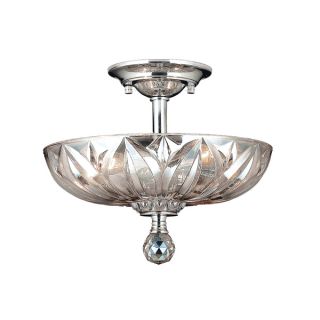 Contemporary 3 Light Chrome Finish Faceted Crystal Semi Flush Mount