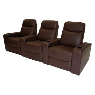 Baxton Studio Angus Leather Home Theater Recliner   Set of 3   Black   Home Theater Seating