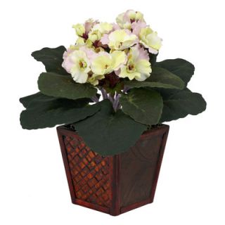 African Violet Desk Top Plant in Pot 2 Piece Set by Nearly Natural