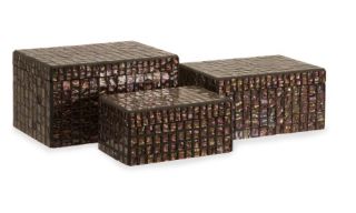 Orchid Mosaic Boxes   Set of 3   Trinket Boxes