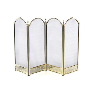 Uniflame Corporation 4 Panel Brass Fireplace Screen with Decorative