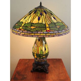 Tiffany style Yellow Dragonfly Table Lamp with Lighted Base   1135236