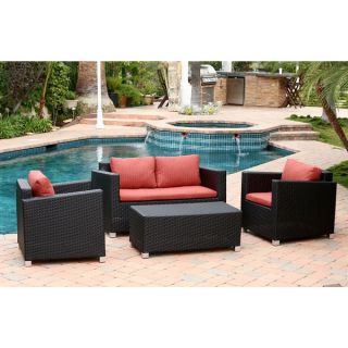 ABBYSON LIVING Hampton Outdoor Black Wicker 4 piece Sofa Set