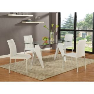 Somette Ursula Gloss White and Glass Dining Set (Set of 5)