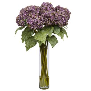 Nearly Natural Hydrangea Silk Flower Arrangement in Purple
