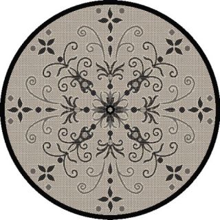 Dynamic Rugs Piazza Vente Round Indoor/Outdoor Area Rug   Sand/Black   Area Rugs