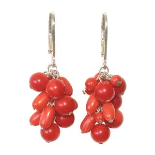Sterling Silver Coral Bead Cluster Earrings   Shopping   Top