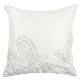 Surya Paisley Silver Decorative Pillow   Winter White