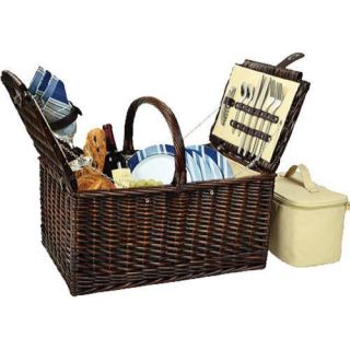 Picnic at Ascot Buckingham Basket for Four with Blanket Brown Wicker
