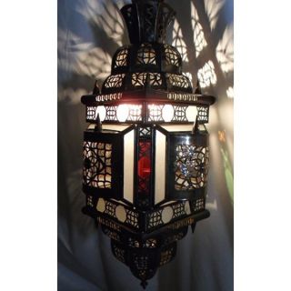 Alibabba Stained Glass 1 light Bronze Chandelier , Handmade in Morocco