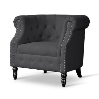 Baxton Studio Neo Classics Grey Chesterfield Chair   16989788