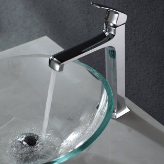 Kraus C GV 100 12mm 15200CH Crystal Clear Glass Vessel Sink and Decorum Faucet   Chrome