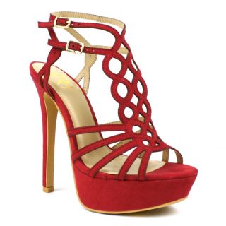 Fahrenheit Womens Divina 06 Red Laser cut High Heel Sandals