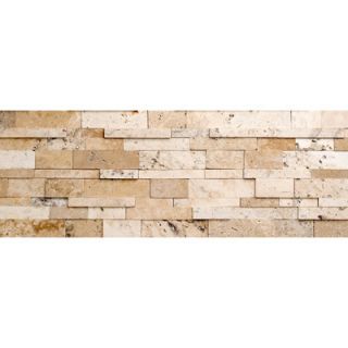 Faber Wall Cladding 6 x 24 Honed Cubic Travertine Mosaic in Beige