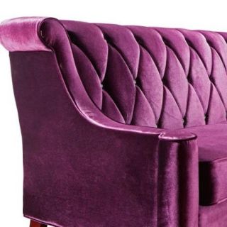 Armen Living Barrister Sofa, Purple Velvet with Crystal Buttons