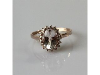 Oval Cut 7x9mm VS Pink Morganite Ring Natural Diamonds Ring Engagement Ring Women Wedding Ring   Solid 14K Rose Gold Morganite Ring