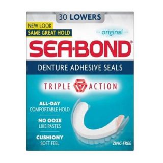 SEA BOND Denture Adhesive Wafers Lowers Original 30 Each (Pack of 2)