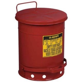 JUSTRITE 09300 Oily Waste Can, 10 Gal., Steel, Red