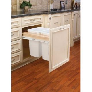 Rev A Shelf 18 in. H x 21 in. W x 25 in. D Double 35 Qt. Pull Out Wood Top Mount Waste Container for 1.625 in. Face Frame Cabinet 4WCTM 24DM2 162